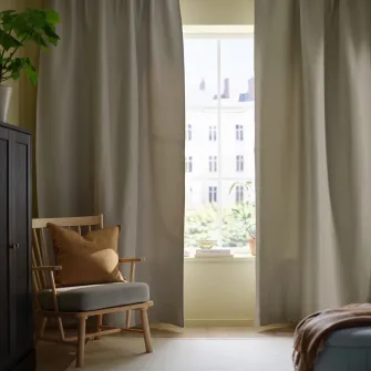 IKEA ANNAKAJSA Draperii semiopace, 2buc, gri/rjns, 145x300 cm