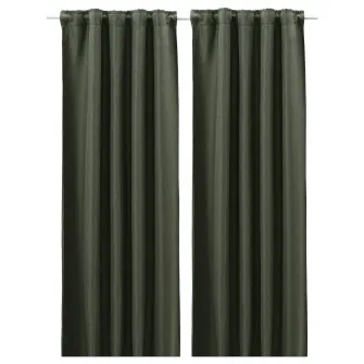 IKEA ANNAKAJSA Draperii semiopace, 2buc, verde inchis/rjns, 145x300 cm
