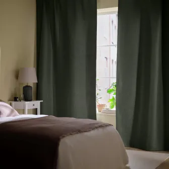 IKEA ANNAKAJSA Draperii semiopace, 2buc, verde inchis/rjns, 145x300 cm