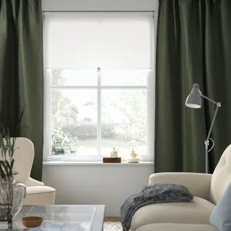 IKEA ANNAKAJSA Draperii semiopace, 2buc, verde inchis/rjns, 145x300 cm