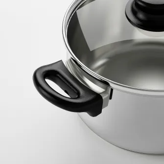IKEA ANNONS Oala cu capac, sticla/inox, 2.8 l