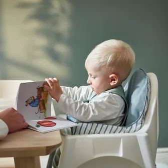 IKEA ANTILOP Perna sustinere+husa, albastru/alb dungat