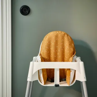 IKEA ANTILOP Perna sustinere+husa, galben inchis/alb buline