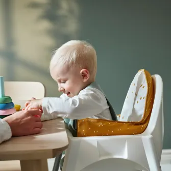 IKEA ANTILOP Perna sustinere+husa, galben inchis/alb buline