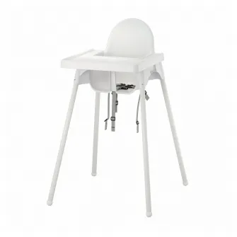 IKEA ANTILOP Scaun inalt cu tava, alb/alb