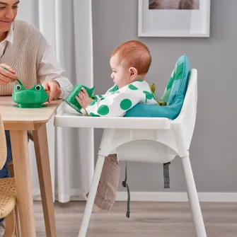 IKEA ANTILOP Scaun inalt cu tava, alb/alb