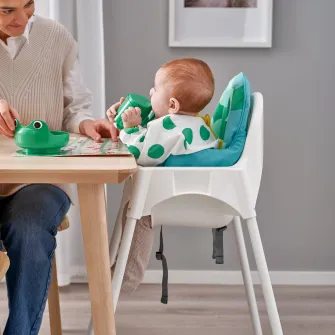 IKEA ANTILOP Scaun inalt+centura siguranta, alb/alb