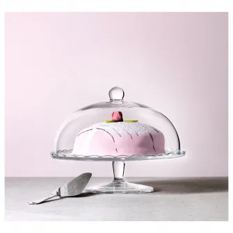 IKEA ARV BRÖLLOP Platou cu picior si capac, sticla transparenta, 29 cm