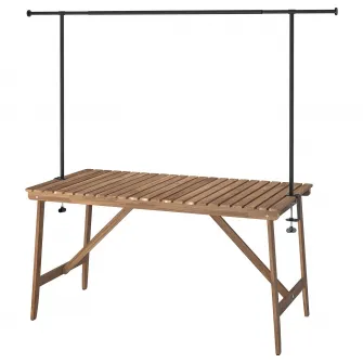 IKEA ASKHOLMEN / HELGEÖ Masa cu bagheta decorativa, exterior maro-i/negru, 143 cm