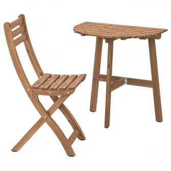 IKEA ASKHOLMEN Masa perete+scaun pliant,exterior, maro-i, 70x44 cm