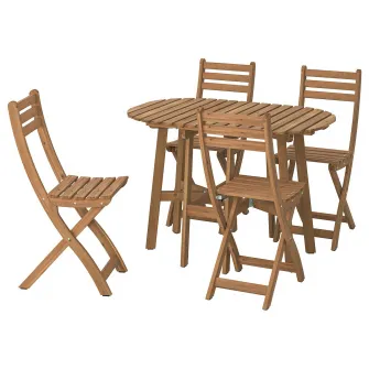 IKEA ASKHOLMEN Masa pliabila+4 scaune, exterior, pliabil maro-i