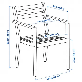 IKEA ASKHOLMEN Masa+4 scaune cu brate, exterior, maro-i/Frösön/Duvholmen bej, 143x75 cm
