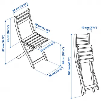 IKEA ASKHOLMEN Masa+4 scaune pliante, exterior, maro-i, 143x75 cm