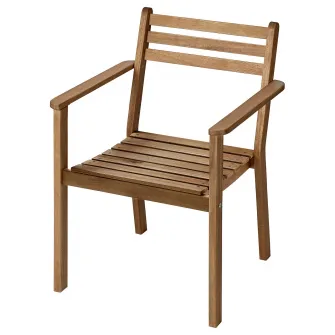 IKEA ASKHOLMEN Scaun cu brate, exterior, maro-i