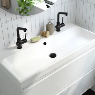 IKEA BACKSJÖN Lavoar cu sifon, alb, 100x48 cm
