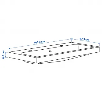 IKEA BACKSJÖN Lavoar cu sifon, alb, 100x48 cm
