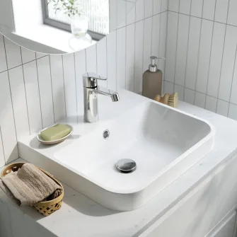 IKEA BACKSJÖN Lavoar semi-incastrat cu sifon, alb, 50x43 cm