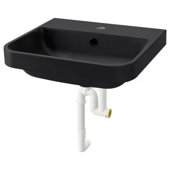 IKEA BACKSJÖN Lavoar semi-incastrat cu sifon, negru, 50x43 cm