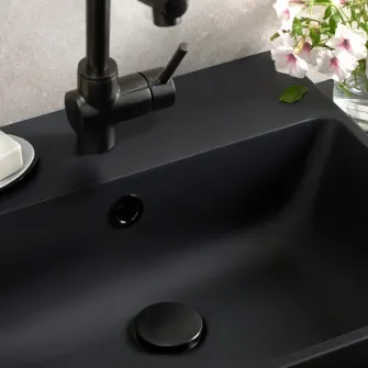 IKEA BACKSJÖN Lavoar semi-incastrat cu sifon, negru, 50x43 cm