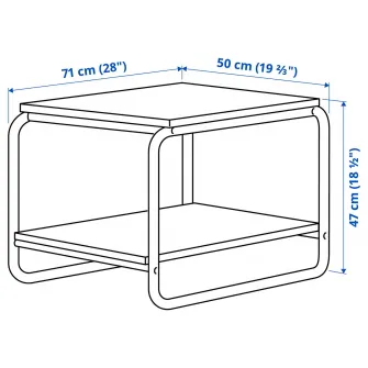 IKEA BAGGBODA Masuta cafea, alb, 71x50 cm