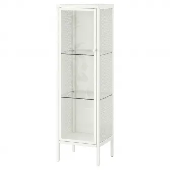 IKEA BAGGEBO Corp cu usa de sticla, metal/alb, 34x30x116 cm