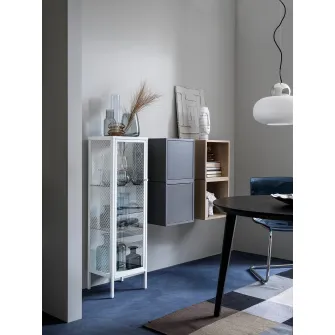 IKEA BAGGEBO Corp cu usa de sticla, metal/alb, 34x30x116 cm