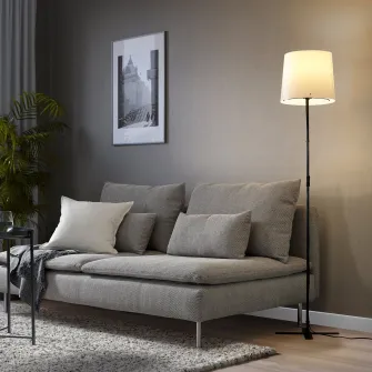 IKEA BARLAST Lampadar, negru/alb, 150 cm