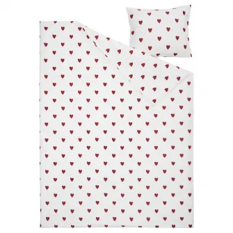 IKEA BARNDRÖM Husa pilota+fata perna, model inima/alb rosu, 150x200/50x60 cm