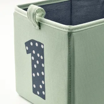IKEA BARNDRÖM Set 3 cutii, verde albastru/bej, 17x27x17 cm