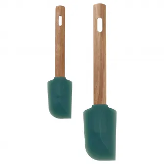 IKEA BÄCKRÖDING Spatula, set 2 bucati, lemn/gri inchis-verde
