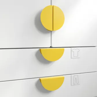 IKEA BEGRIPA Maner, galben/semicerc, 130 mm