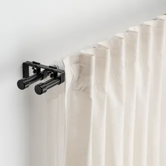 IKEA BEKRÄFTA Set bagheta dubla perdea, negru, 120-210 cm 19 mm