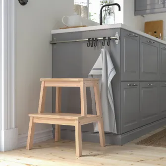IKEA BEKVÄM Taburet 2 trepte, fag, 50 cm