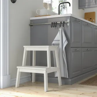IKEA BEKVÄM Taburet 2 trepte, alb, 50 cm