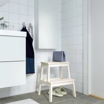 IKEA BEKVÄM Taburet 2 trepte, alb, 50 cm