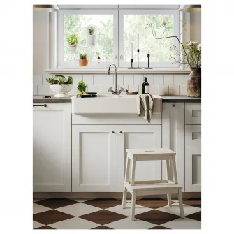 IKEA BEKVÄM Taburet 2 trepte, alb, 50 cm