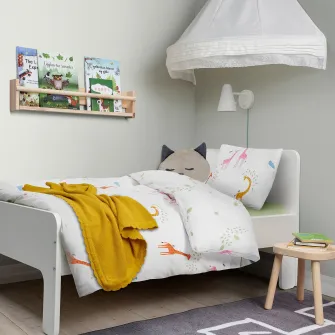 IKEA BERGFINK Lenjerie pat cu sac, set 3 piese, verde girafa, 150x200/50x60 cm