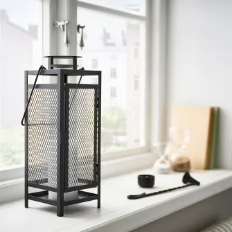 IKEA BERGGRAN Felinar lumanare bloc, interior/exterior antracit, 34 cm