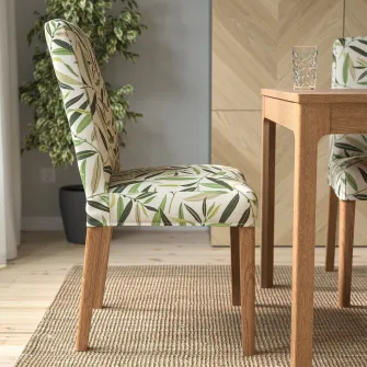 IKEA BERGMUND Scaun, aspect stejar/Fågelfors multicolor
