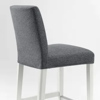 IKEA BERGMUND Scaun bar cu spatar, inaltimea blatului alb/Gunnared, gri mediu, 62 cm