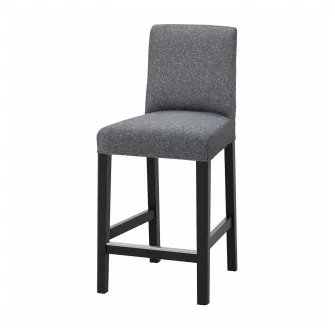 IKEA BERGMUND Scaun bar cu spatar, inaltimea blatului negru/Gunnared, gri mediu, 62 cm