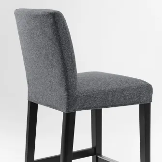 IKEA BERGMUND Scaun bar cu spatar, inaltimea blatului negru/Gunnared, gri mediu, 62 cm