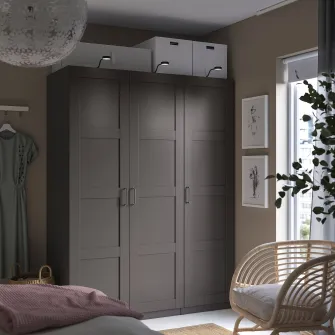 IKEA BERGSBO Usa, gri inchis, 50x195 cm