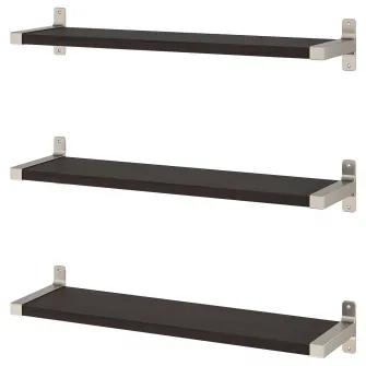 IKEA BERGSHULT / GRANHULT Combinatie etajera, negru-maro/nichelat, 80x20 cm