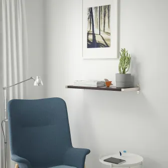 IKEA BERGSHULT / GRANHULT Polita, negru-maro/nichelat, 80x30 cm