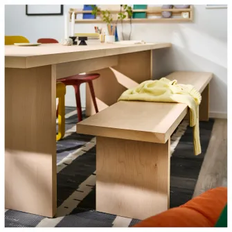 IKEA BERGSHYTTAN Banca, aspect fumuriu furnir mesteacan, 210x38 cm