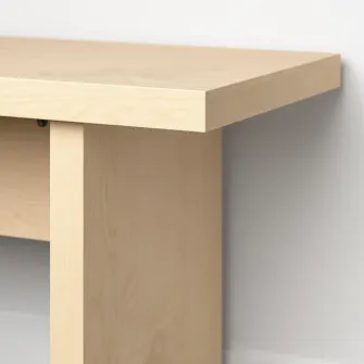 IKEA BERGSHYTTAN Banca, aspect fumuriu furnir mesteacan, 210x38 cm