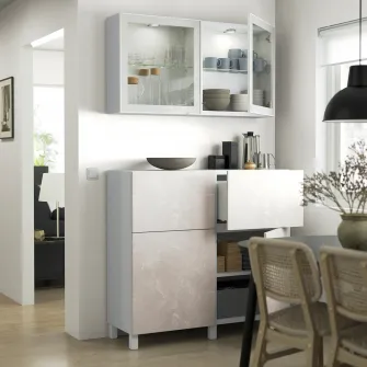 IKEA BERGSVIKEN Front usa/sertar, bej aspect marmura, 60x38 cm