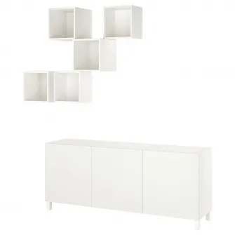 IKEA BESTÅ / EKET Ansamblu depozitare/TV, alb/Lappviken/Stubbarp, 180x42x220 cm