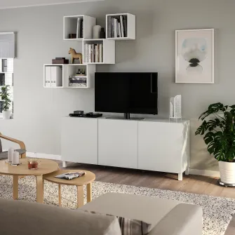 IKEA BESTÅ / EKET Ansamblu depozitare/TV, alb/Lappviken/Stubbarp, 180x42x220 cm